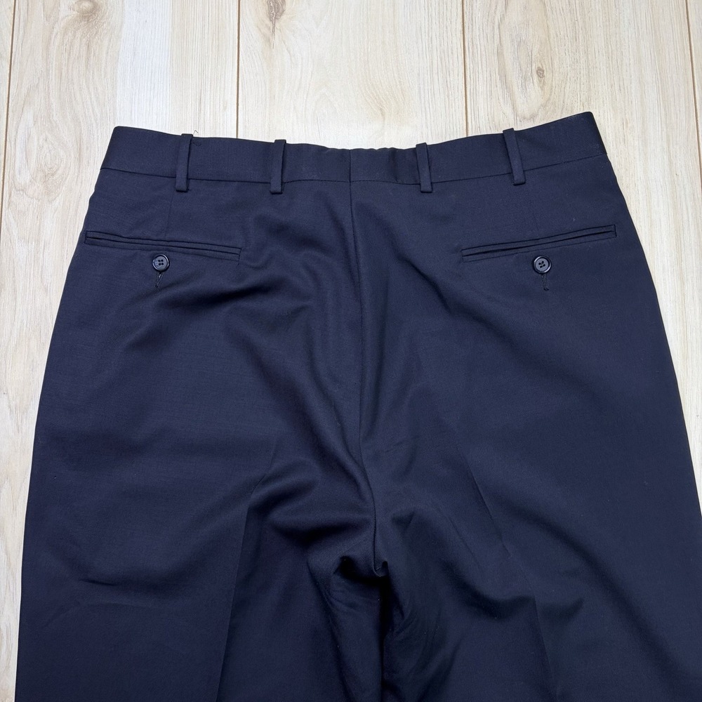 THE ANDOVER SHOP Navy Blue Twill Wool Dress Pants Mens 34x32 Straight Fit - Picture 13 of 15